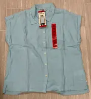 Women’s Orvis Blue Buttoned Up Dress Shirt Size Medium