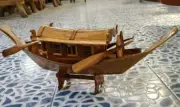 Mini 2 Paddle 18x6" Thai Boat Teak Cruise Ship Wood Souvenir Home Decor Handmade