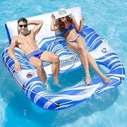 Opvener Inflatable Pool Floats Adults, Large Pool Lounger Chair Floaties with Cup Holders Backrest Footrest, Tanning Water Float for Swimming Pool Lake River Sea, Pool Raft Carry 300lb Adults