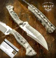 IMPACT CUTLERY RARE CUSTOM D2 FULL TANG BUSHCRAFT SKINNING KNIFE RESIN HANDLE