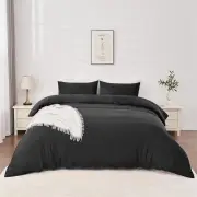 Linenova Pre-Washed Black Quilt Cover Set