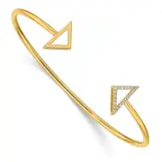 14k Yellow Gold Polished Natural Diamond Triangle Cuff Bangle