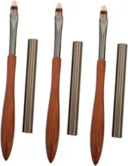 FRCOLOR Multifunctional Nail Art Pen Set 3pcs Flat Head Brush for Smudging Gradient Painting Ergonomic Wooden Handle Salon