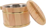 ULTECHNOVO 1Set Wooden Rice Steamed Bucket with Lid Kitchen Tool for Home Restaurant Easy Storage for Steamed Rice Natural Finish for Flavorful