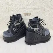 Stomp 18 Goth Punk Charm Pendant Platform Wedge Ankle Boots NY DEMONIA