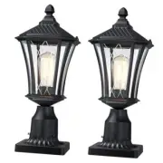 YSN 16" Outdoor Post Lights Outdoor Lamp Post Light Fixture, Black Post 2 Pack