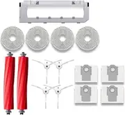 [HUAYUWA] Vacuum Cleaner Replacement Accessories Kit for Roborock Robot P10 Self-Cleaning Sweeper Accessories,2 Main Brush+4 Side Brush(White)+4 Dust Bag+4 Rag+1 Main Brush Cover(White)