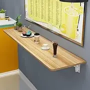 Wall Mounted Folding Table 32" x 16", Laundry Folding Table with Collapsible Shelf Brackets, Floating Table Hanging Computer Desk Murphy Desk for Small Spaces(Walnut,90x40cm/36x16in)