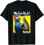 [VidiAmazing] We Can Do It (...Eventually) Rosie The Riveter Sloth T-Shirt ds4307 T-Shirt