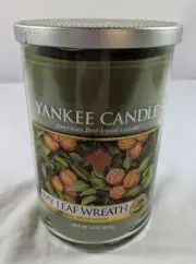 Yankee Candle Retired "BAY LEAF WREATH" ~ Large 22 oz. Tumbler ~ WHITE LABEL