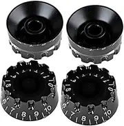 WESIEVYA 4pcs Guitar Volume Knobs Bass Volume Plastic Knobs for Electric Guitars Black White Letters