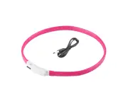 Pet Dog Collar Silicone Soft Usb Rechargeable Light Flashing Puppy Night Safety Collars(Pink)