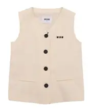MSGM Kids Sleeveless Twill Gilet 12Y CREMA