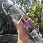 Natural Dream Amethyst Crystal Elixir Water Bottle Healing Quartz Stone Wand Cup