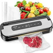 Vacuum Sealer Machine,Food Sealer Dry & Moist Food Modes,Built in Cutter,Digital Timer,EXT-VAC,Include 20PCS Pre-cut Bags & 1 Bag Roll for Food Storage