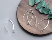 925 Solid Sterling Silver French Earwire Hook DIY Earring Findings A1651