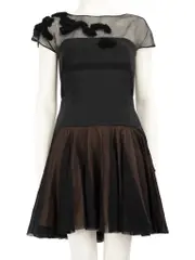 Black Silk Tulle Mini Dress