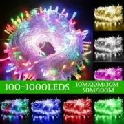 Waterproof 20-100m LED String Fairy Lights Curtain Xmas Outdoor Solar/AU Plug In