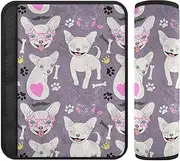 Joitme Cute Dogs Hearts Purple Seatbelt Cushion in Soft Polyester Flannel, Adjustable Seat Belt Cover Pad, Car Seat Belt Pads Infant