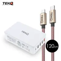 在飛比找momo購物網優惠-【TEKQ】Type-C USB 5孔 快充萬用充電器 + 