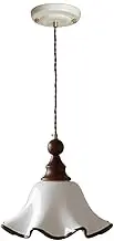 CJLWSLCO Ceramic Pendant Lighting Fixture Industrial Ceiling Hanging Light with Woodcraft Accessories Vintage Chandelier for Kitchen Island, Dining Room Living Room Lighting Indoor Adjustable Height