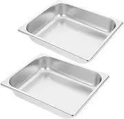 NOLITOY 2 Pcs Stainless Steel Buffet Basin Steam Table Pans Buffet Food Warmer Food Pan Food Warming Pad Steamer Pan Stainless Lunch Containers Half Pans Chafing Dish Pans Water Pan Silver
