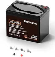 Humsienk 12V 100Ah LiFePO4 Battery，Built in 100A BMS and A+ Grade Cells, Low-temp Protection, 15000+ Cycles，Perfect for RV, Off-Grid, Home Energy Storage, Yacht, ect.