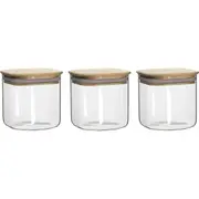 3pc Ecology Pantry 10.5cm Square Clear Glass Canisters Container Organiser Set