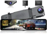 G814 Mirror Dash Cam 4K Front and 2.5K Rear - 3X Zoom Rear View Mirror Camera...