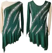 [Zagitova] Figure Skating Dress for Girls with Shiny Rhinestone Patchwork Women Breathable Competition Dance Outfit