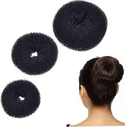 3Pieces Donut Bun Maker Hair Bun Maker Hairstyle DIY Tool Ring Shaped Bun Maker Set For Chignon Hair Includes Large, Medium And Small (Black), Foam Donut Hair Band