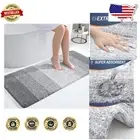 Extra Soft Light Grey Bathroom Runner Rug 47x20 - Fluffy Shag, Quick-Drying Mat