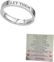 [Decixde] Let Them Ring Stainless Steel Engraving Inspirational Ring Self Worth Motivation Ring To Sorority Sisters Best Friends Personality Inspirational Friendship Ring for Women Girls Jewelry Gift