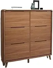Freestanding Narrow Shoe Rack Cabinet 6 Flip Drawers Free Standing Wooden Shoe Storage Organizer Cabinet for Entryway, 120cm Shoe Cupboard