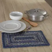 Great Falls Jute Rectangle Placemat 10x15 Country Indigo, Powder Blue Creme
