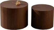 Nesting Coffee Table Set of 2 – Round Wooden Modern Coffee Table | Space-Saving Nesting Design | Eco-Friendly and Durable MDF Top Board | Suitable for Living Room, Bedroom, Office (Walnut)