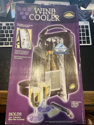 California Innovation Wine Cooler Tote Insulated Purple Portable Bottle Bag-NEW