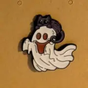 Halloween Ghost With Cat Enamel Pin #364 FREE SHIPPING!