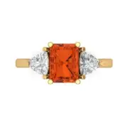 3 ct Round 3 stone Emerald Stone Promise Bridal engagement Ring 14k Yellow Gold