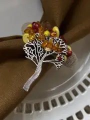Napkin ring set of 6 Serviette holder Diner decor, Autumn Tree,Table Decor