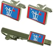 [Select Gifts] Hydra City Greece Flag Cufflinks Tie Clip Box Gift Set