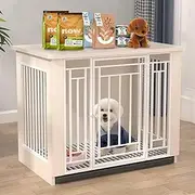Dog Crates Furniture, Wooden Dog Crate, Furniture Dog Kennel,end Table Dog Crate,Dogs Furniture With Wheeled Trays, Modern Dog Kennel Indoor For Medium Small Dogs Up To 40lb(Brown)