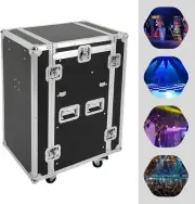 14U PA DJ Pro Audio Rack Road ATA Case Slant Mixer Top Side Table 14u Slant Rack