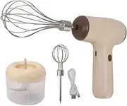 Omabeta Electric Garlic Chopper Egg Beater Cordless Handheld Food Processor USB Rechargeable for Cooking Baking Kitchen Accessories Beige