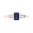 0.8 ct Emerald Cut Sapphire Gemstone Three-Stone Promise Ring Rose Gold