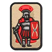 Roman Soldier Centurion Sword Shield Multi-Color Embroidered Iron-On Patch