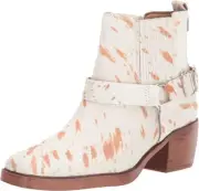 Sam Edelman Bellamie Natural/Ivory Stacked Heel Squared Toe Western Ankle Boots