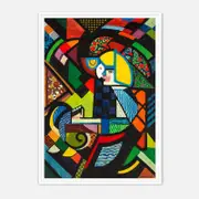 Galrie Vibrant Abstract Geometric Art Print by Eytan Saban – Colorful Wall Decor, White Frame, A0 84 x 119cm (33 x 47inch)