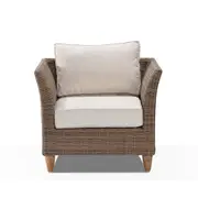 Carolina Outdoor Wicker and Teak Arm Chair - Outdoor Wicker Lounges