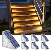 Solar Step Lights for Outside,6 Pack Warm White Solar Stair Lights Outdoor Waterproof IP67 Auto On Off,Solar Lights for Steps,Stair,Patio,Yard,Porch,Front Door,Sidewalk,Deck Decor
